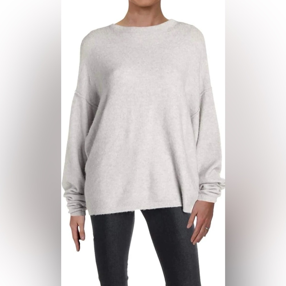 Free People Wool Blend Relaxed Grey Raglan Sweater - Picture 2 of 13